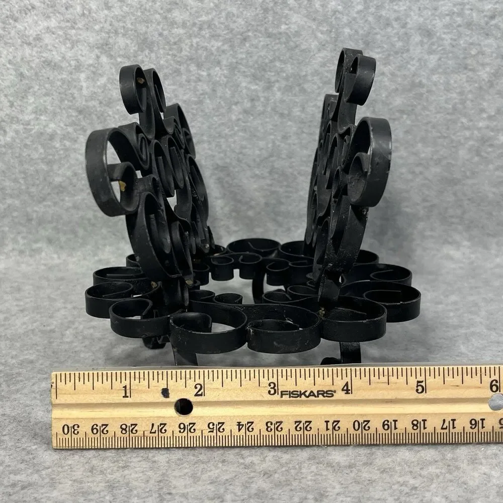 Vintage Black Metal Swirl Scroll‎ Napkin Letter Holder Wrought Iron ? Organizer